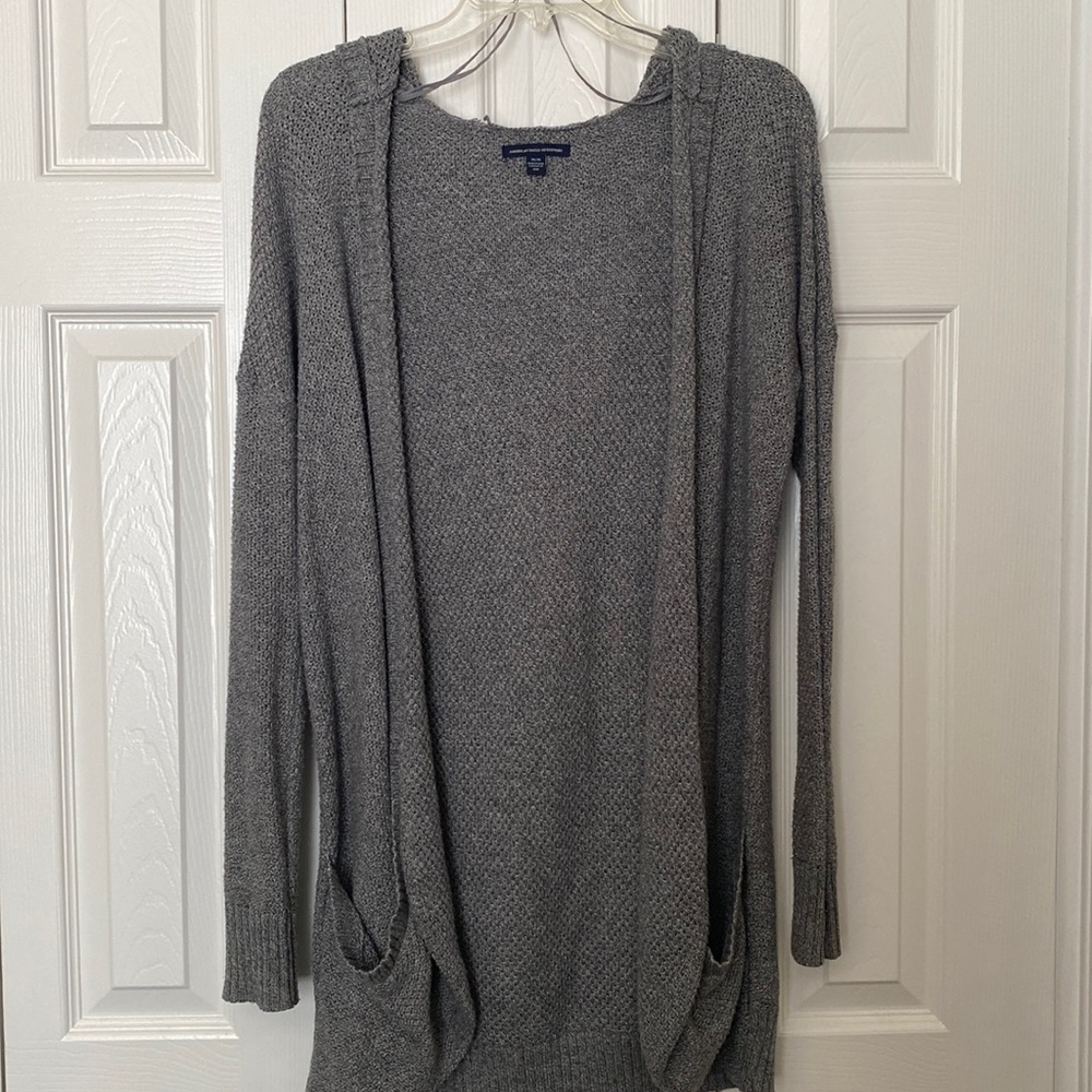 American Eagle Medium Hooded grey cardigan
